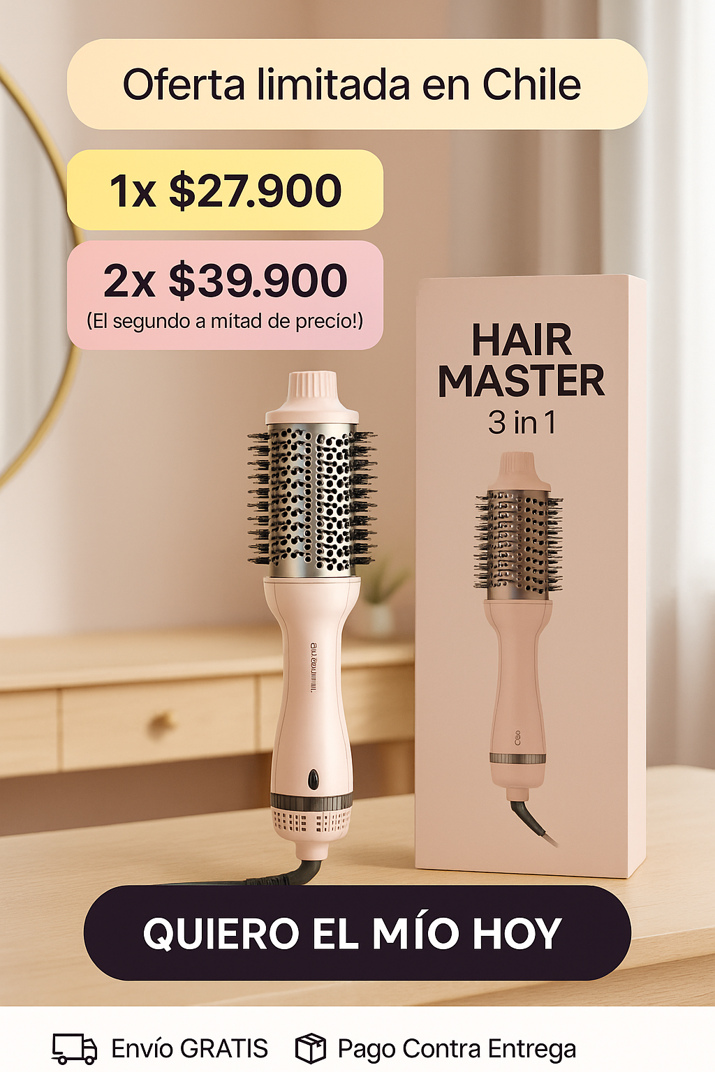 Cepillo Termico 3 en 1 💇‍♀️-nanotecnologia para aliviar el frizz de tu cabello